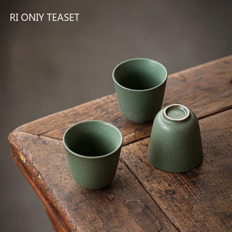 Japanese Pottery - Taza de té de cerámica verde