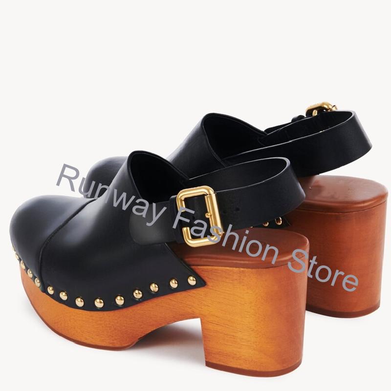 Mules de cuña de madera gruesa - Geta Wooden Sandal reseña y precio