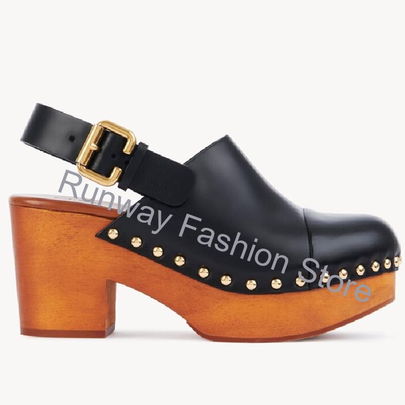 Mules de cuña de madera gruesa - Geta Wooden Sandal reseña y precio